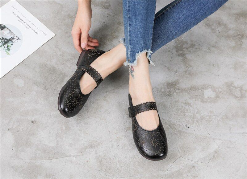 Mae Dames Zachte Zool Platte Schoenen - Zwart