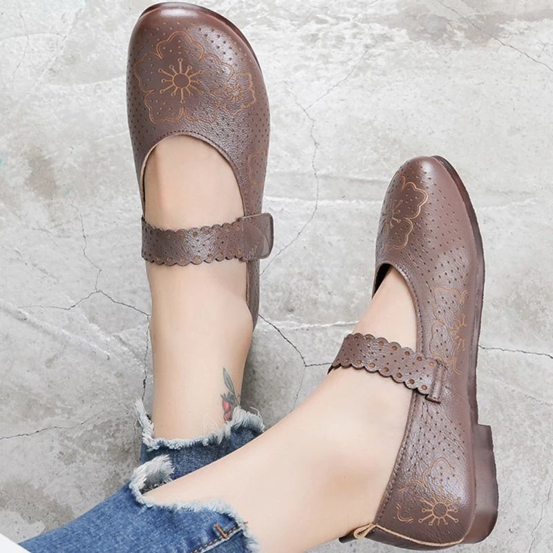 Mae Dames Zachte Zool Platte Schoenen - Zwart