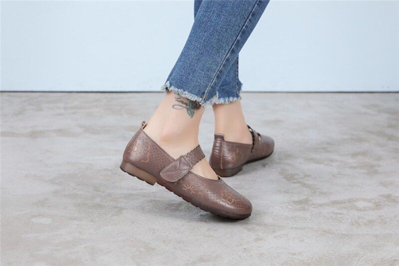 Mae Dames Zachte Zool Platte Schoenen - Zwart