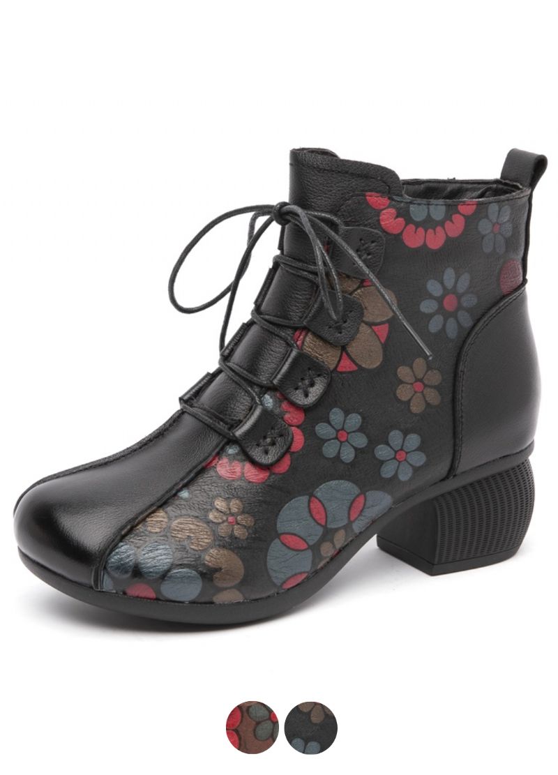 Magda Dames Print Enkellaarsjes