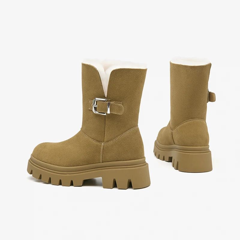Malena Dames Warme Sneeuwlaarzen - Khaki