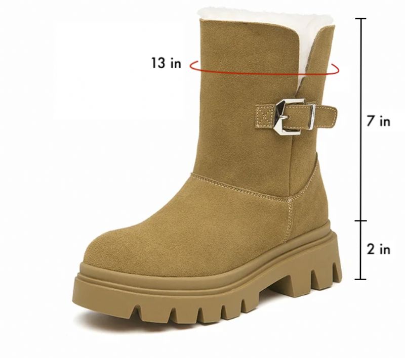 Malena Dames Warme Sneeuwlaarzen - Khaki