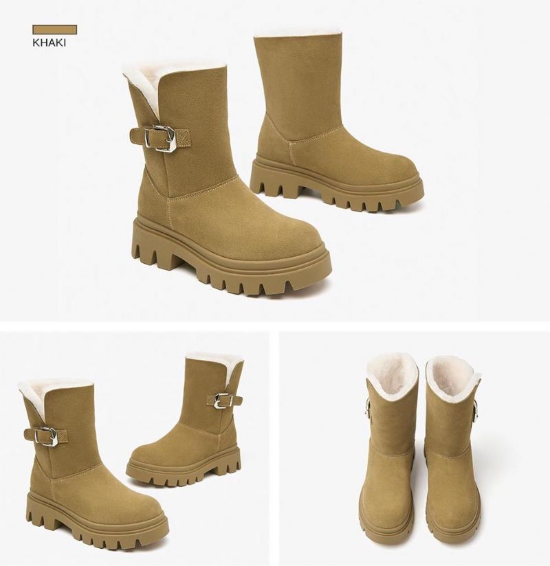 Malena Dames Warme Sneeuwlaarzen - Khaki