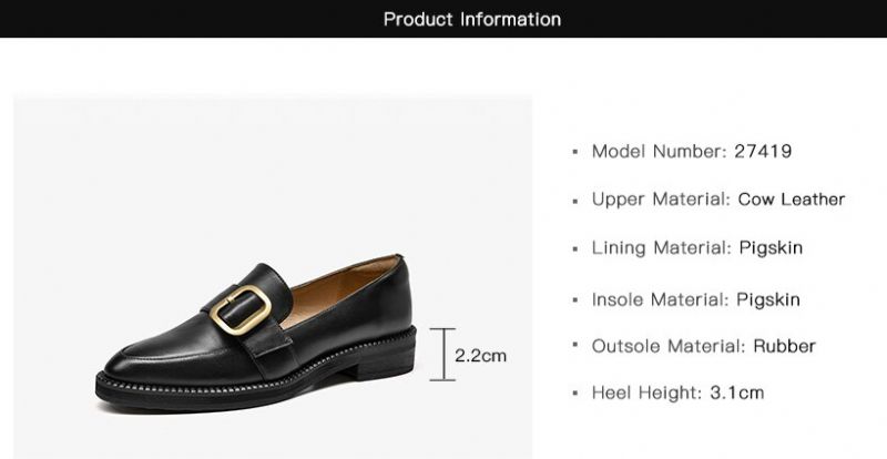 Mallet Damesschoenen Met Platte Leren Loafers - Zwart