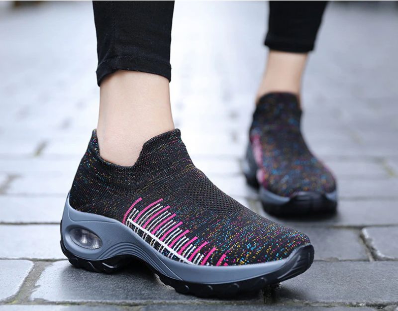 Mandy Dames Ademende Sneaker Wandelschoenen - Zwart
