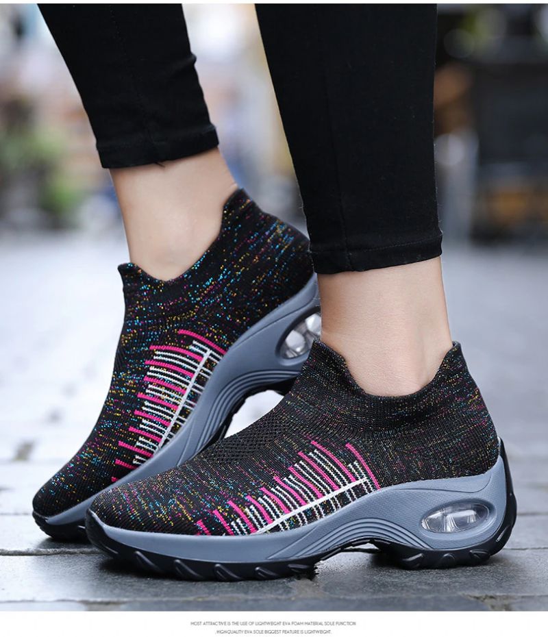 Mandy Dames Ademende Sneaker Wandelschoenen - Zwart