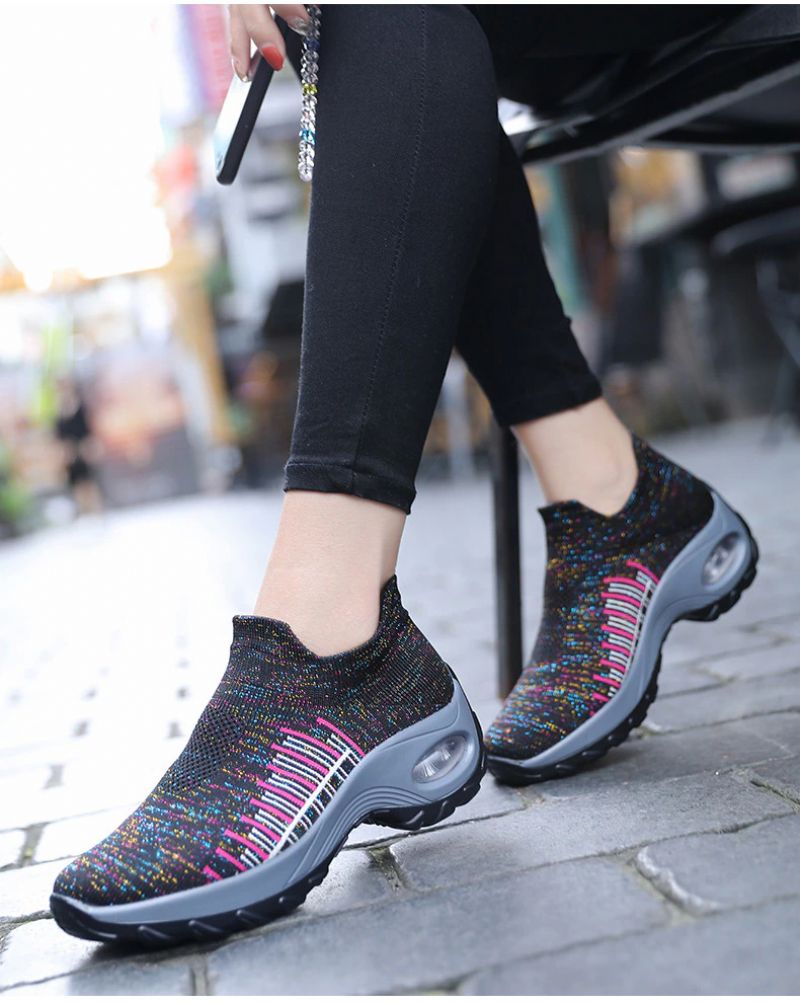Mandy Dames Ademende Sneaker Wandelschoenen - Zwart