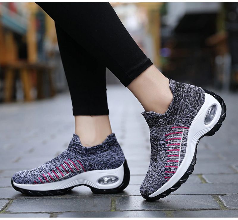 Mandy Dames Ademende Sneaker Wandelschoenen - Zwart