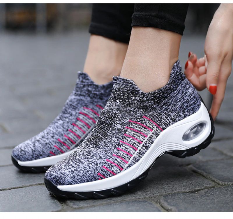 Mandy Dames Ademende Sneaker Wandelschoenen - Zwart