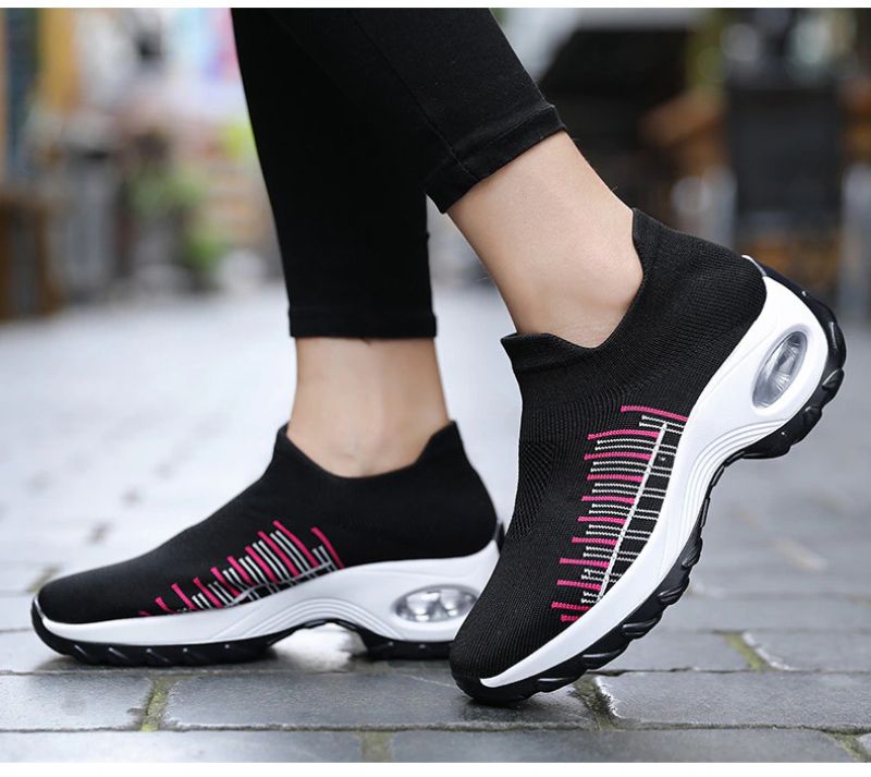 Mandy Dames Ademende Sneaker Wandelschoenen - Zwart