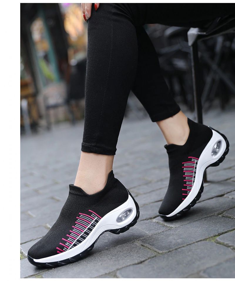 Mandy Dames Ademende Sneaker Wandelschoenen - Zwart