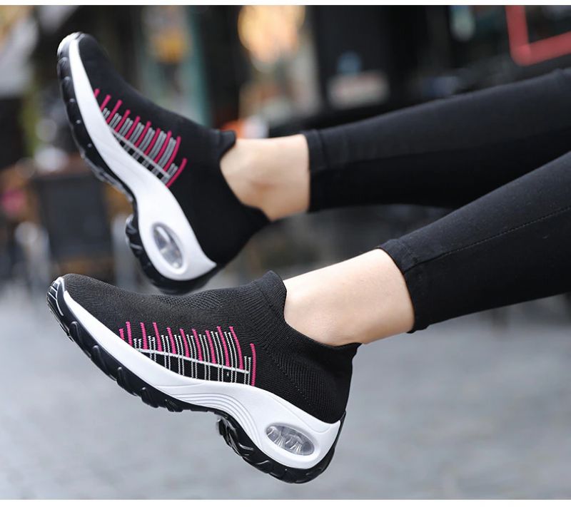 Mandy Dames Ademende Sneaker Wandelschoenen - Zwart