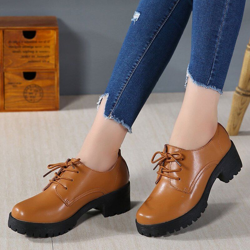 Manrique Dames Platform Veterschoenen - Bruin
