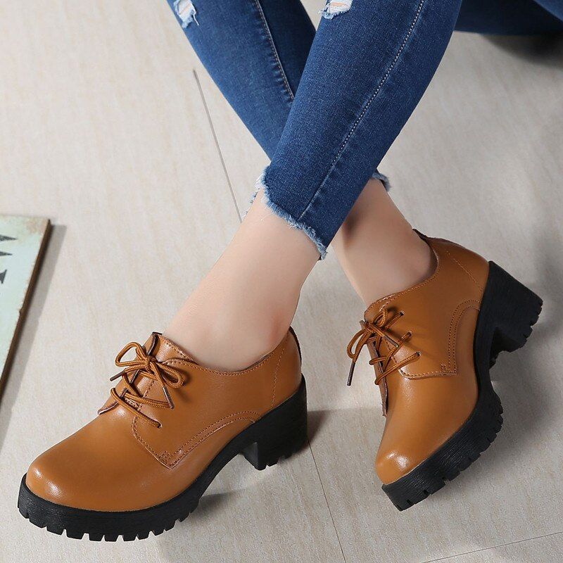 Manrique Dames Platform Veterschoenen - Bruin
