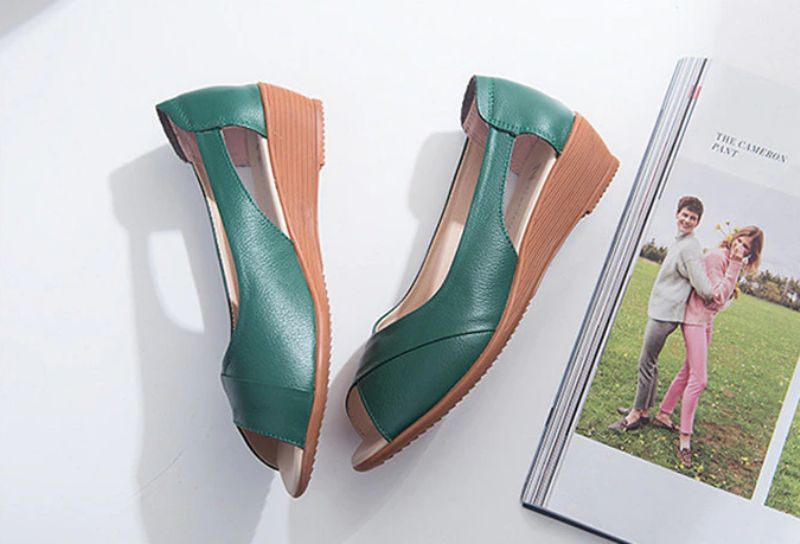 Mara Dames Wedges Sandaal - Groen