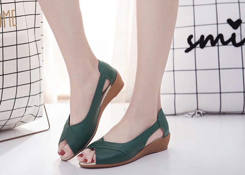 Mara Dames Wedges Sandaal - Groen