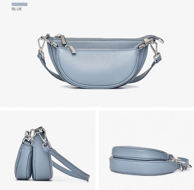 Marc Dames Leren Crossbody Handtas - Blauw