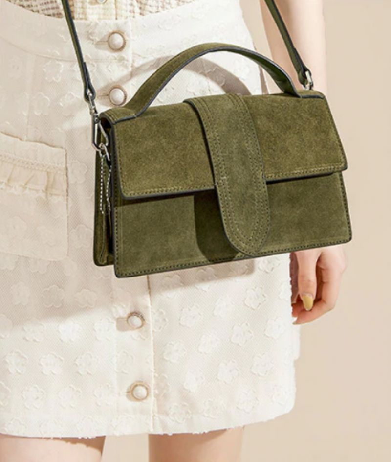 Marcano Dames Vintage Suède Leren Elegante Handtas - Groen