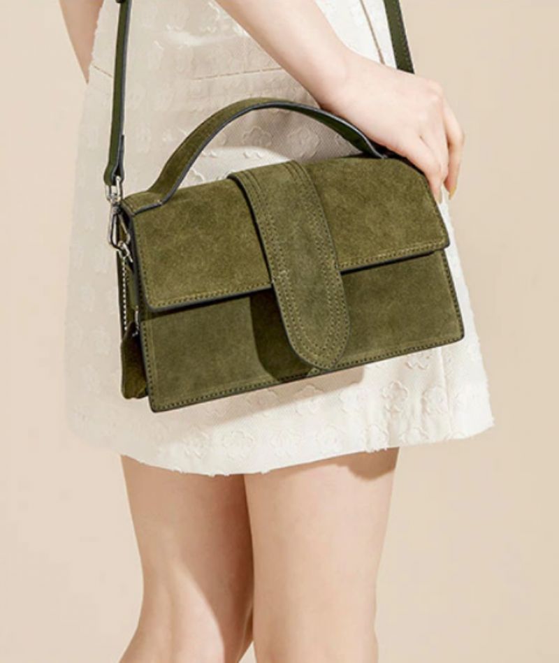 Marcano Dames Vintage Suède Leren Elegante Handtas - Groen