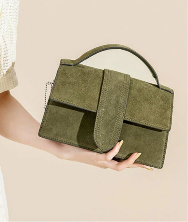Marcano Dames Vintage Suède Leren Elegante Handtas - Groen