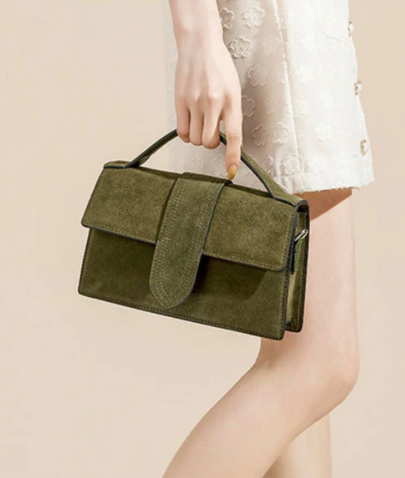 Marcano Dames Vintage Suède Leren Elegante Handtas - Groen