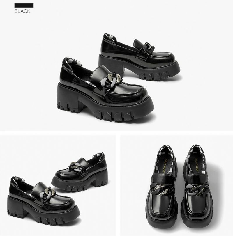 March Dames Platform Ketting Loafer Schoenen - Abrikoos