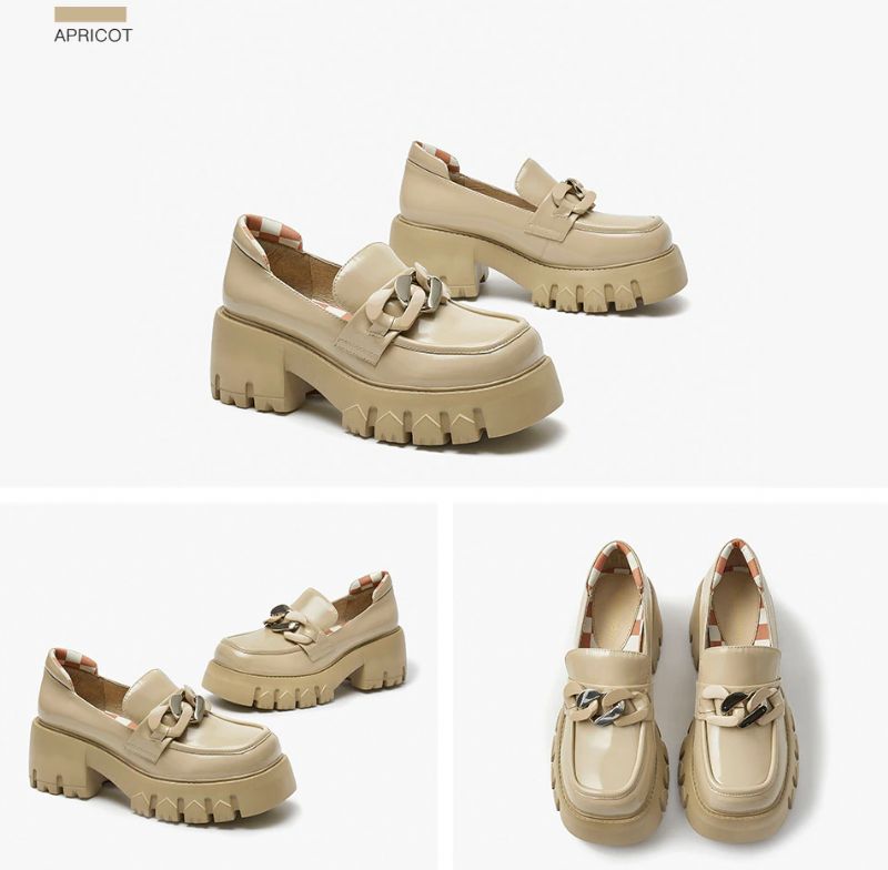 March Dames Platform Ketting Loafer Schoenen - Abrikoos
