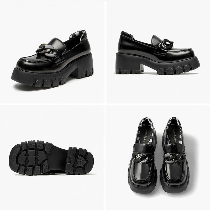 March Dames Platform Ketting Loafer Schoenen - Abrikoos