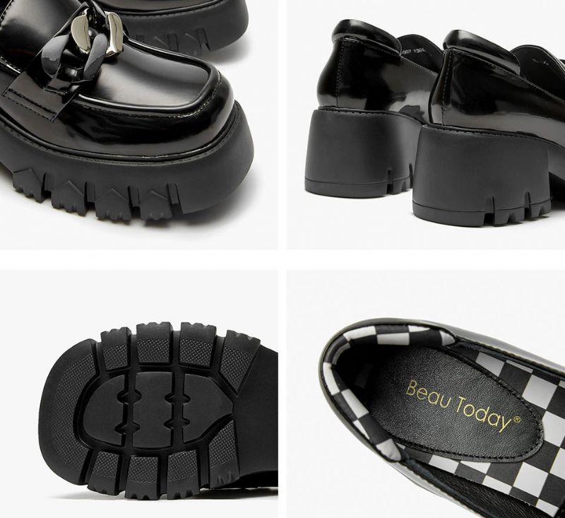 March Dames Platform Ketting Loafer Schoenen - Abrikoos