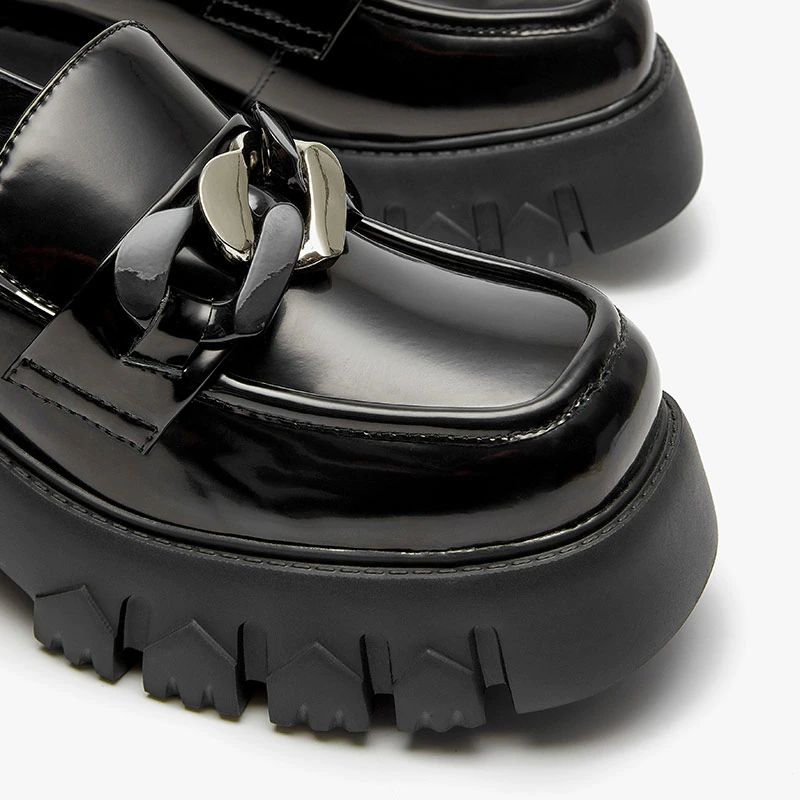 March Dames Platform Ketting Loafer Schoenen - Abrikoos