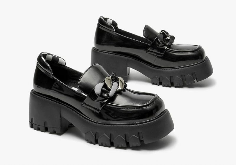 March Dames Platform Ketting Loafer Schoenen - Abrikoos