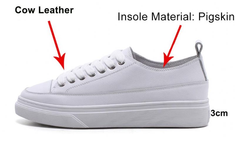 Mardin Dames Platte Leren Platform Sneaker - Wit
