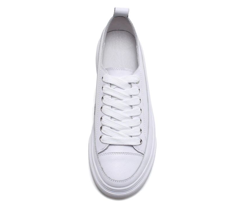 Mardin Dames Platte Leren Platform Sneaker - Wit