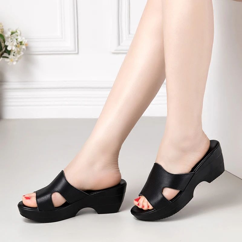 Margaret Dames Peep Toe Sandalen - Zwart
