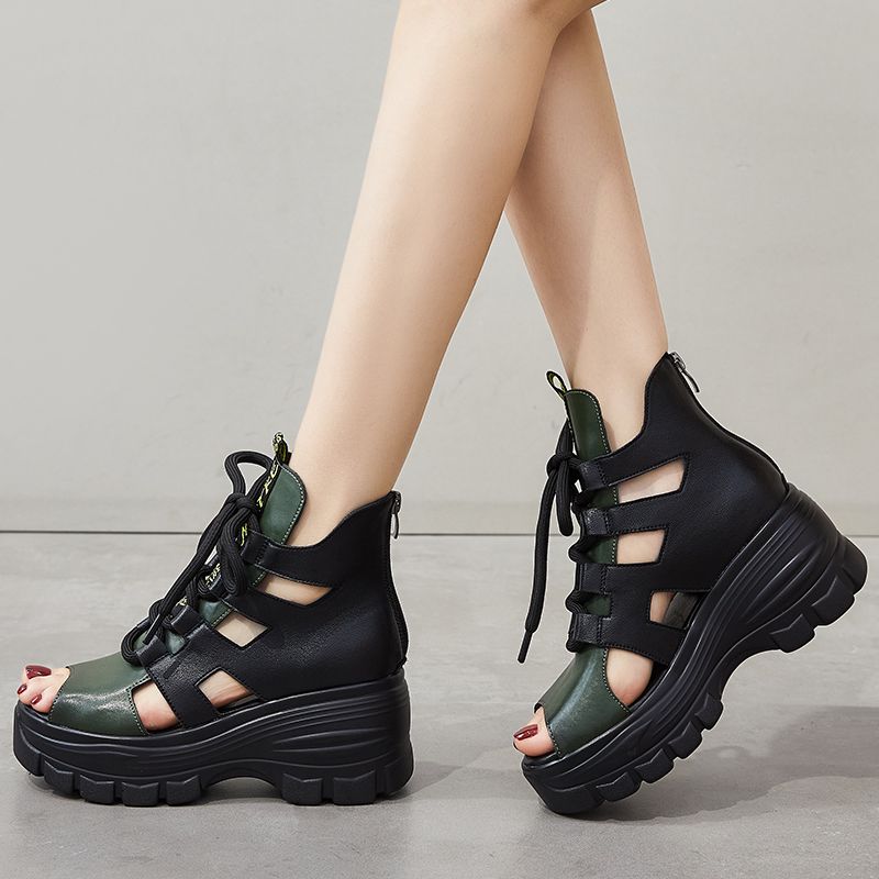 Margi Dames Open Toe Platform Sandalen - Geel