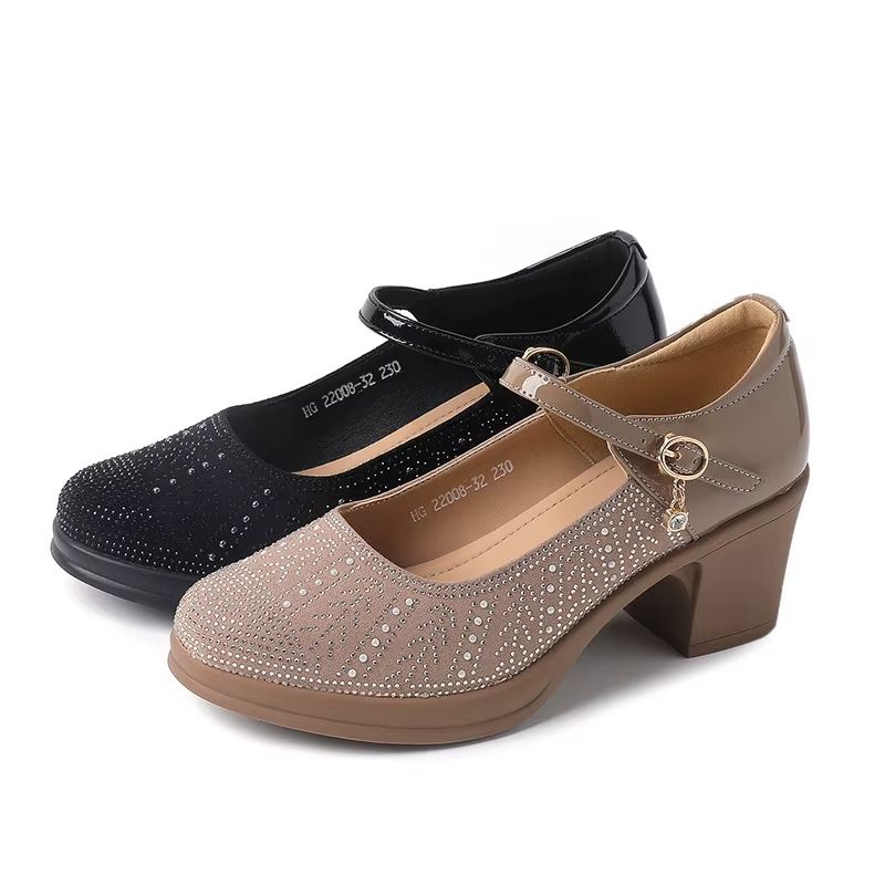 Margot Patent Pumps Met Dikke Hak Voor Dames - Abrikoos