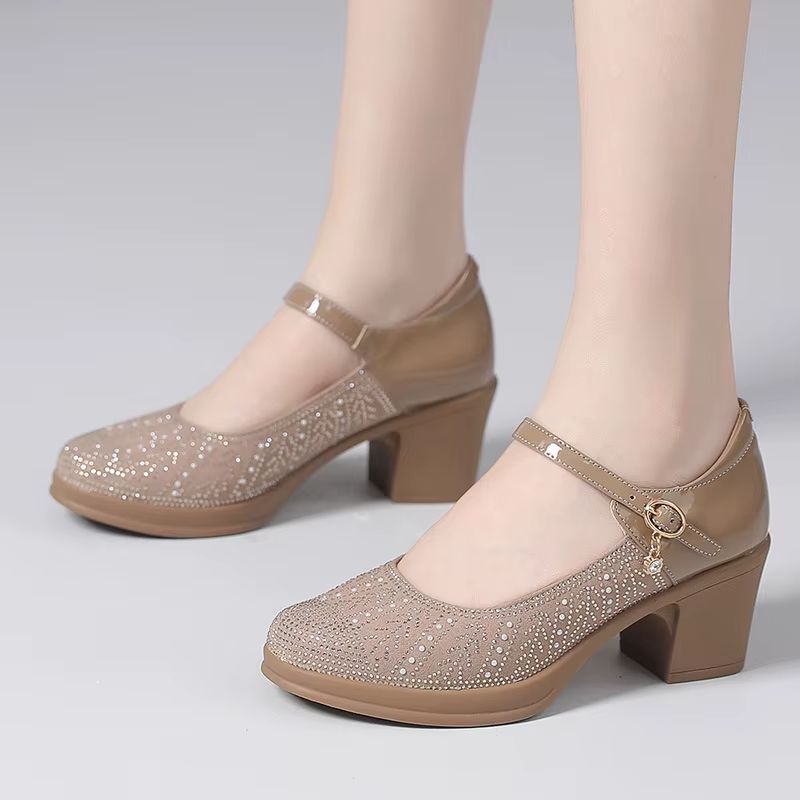Margot Patent Pumps Met Dikke Hak Voor Dames - Abrikoos
