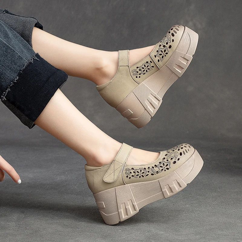 Maria Dames Zomer Platform Wedges Sandalen - Bruin