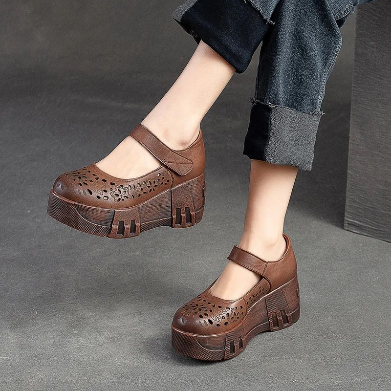 Maria Dames Zomer Platform Wedges Sandalen - Bruin