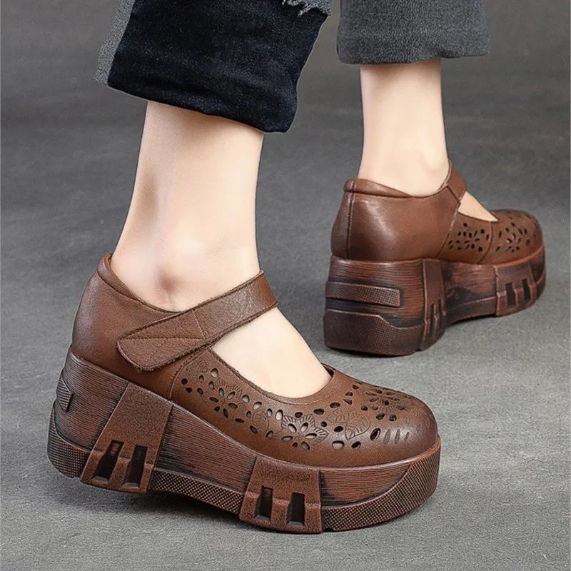 Maria Dames Zomer Platform Wedges Sandalen - Bruin