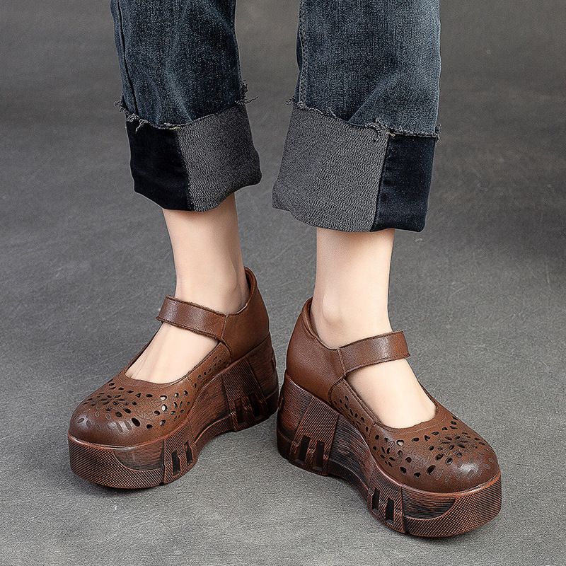 Maria Dames Zomer Platform Wedges Sandalen - Bruin