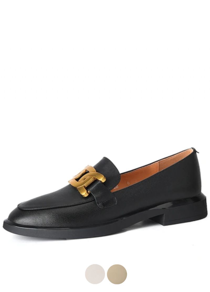 Mariana Leren Loafers Voor Dames Met Metalen Decoratie