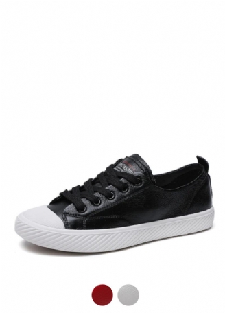 Marley Dames Leren Platte Zwarte Sneaker