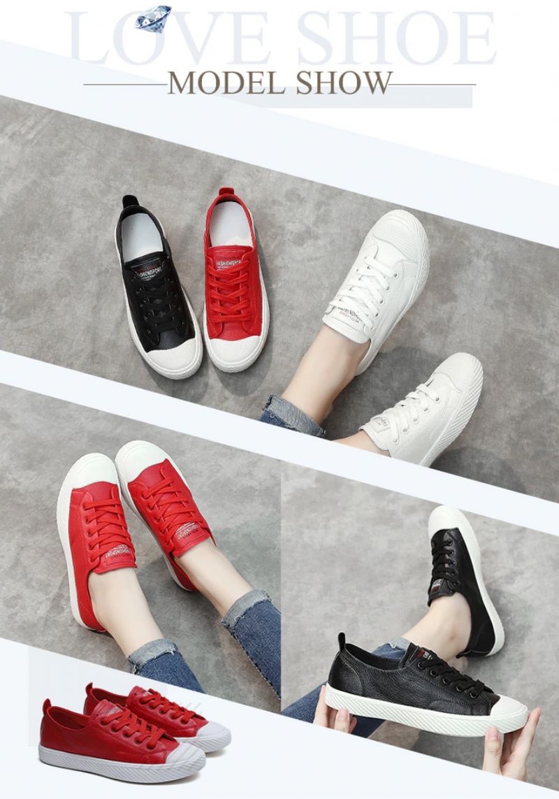Marley Dames Leren Platte Zwarte Sneaker - Zwart