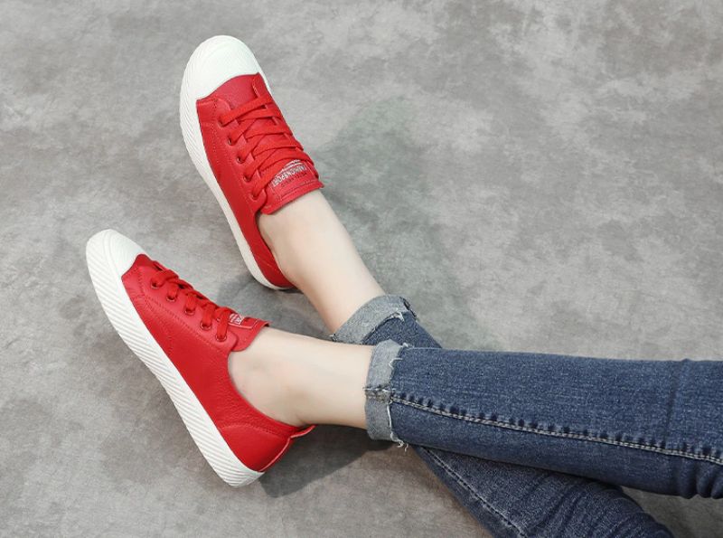 Marley Dames Leren Platte Zwarte Sneaker - Zwart