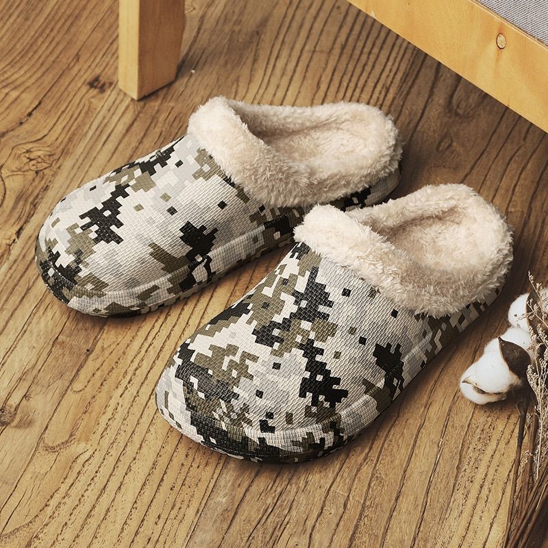 Maroon Heren Warme Slipper - Beige