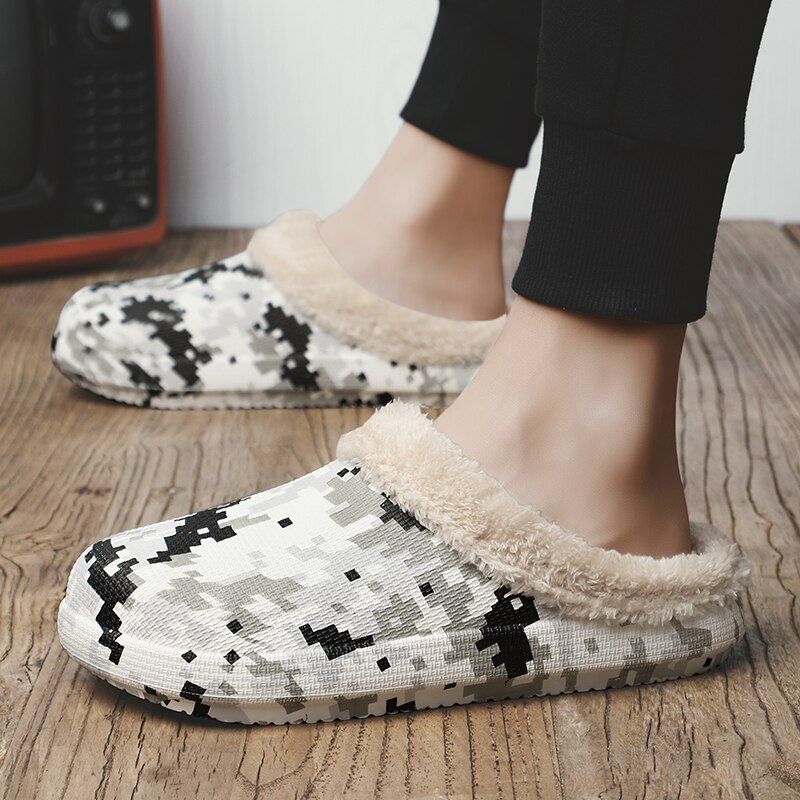 Maroon Heren Warme Slipper - Beige