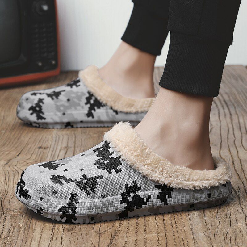 Maroon Heren Warme Slipper - Beige