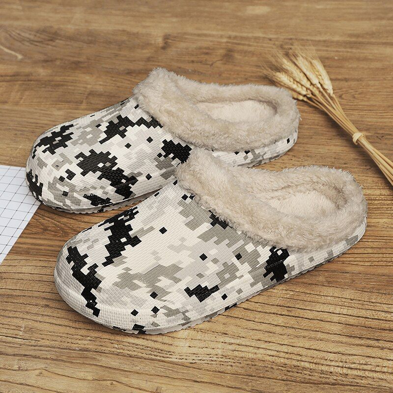 Maroon Heren Warme Slipper - Beige