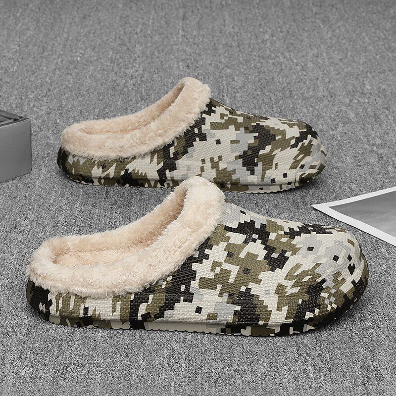 Maroon Heren Warme Slipper - Beige